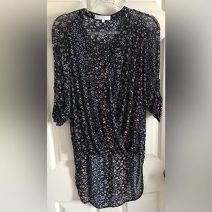 Eden & Olivia Black Floral Blouse V Neck Size S